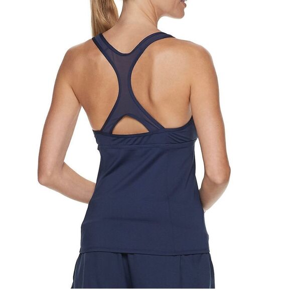 Nike Striped navy blue Racerback Tankini swim athletic Top-S - Picture 2 of 10